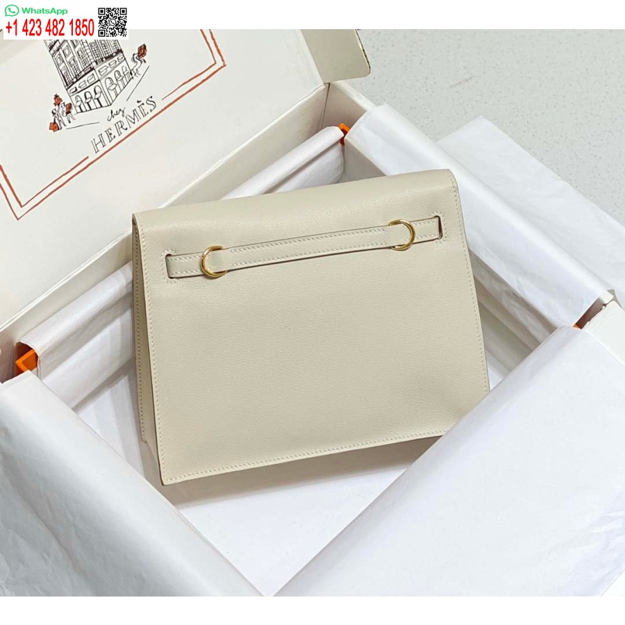 Replica Hermes Evercolor Kelly Danse Ii Borsa A Tracolla In Pelle 22 Cm H20366 Bianca