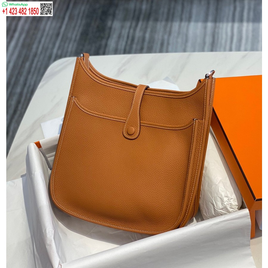 Replika Hermes H083435 Evelyne Iii 29 Pečių Krepšys Sidabro Spalvos Hardware Tan