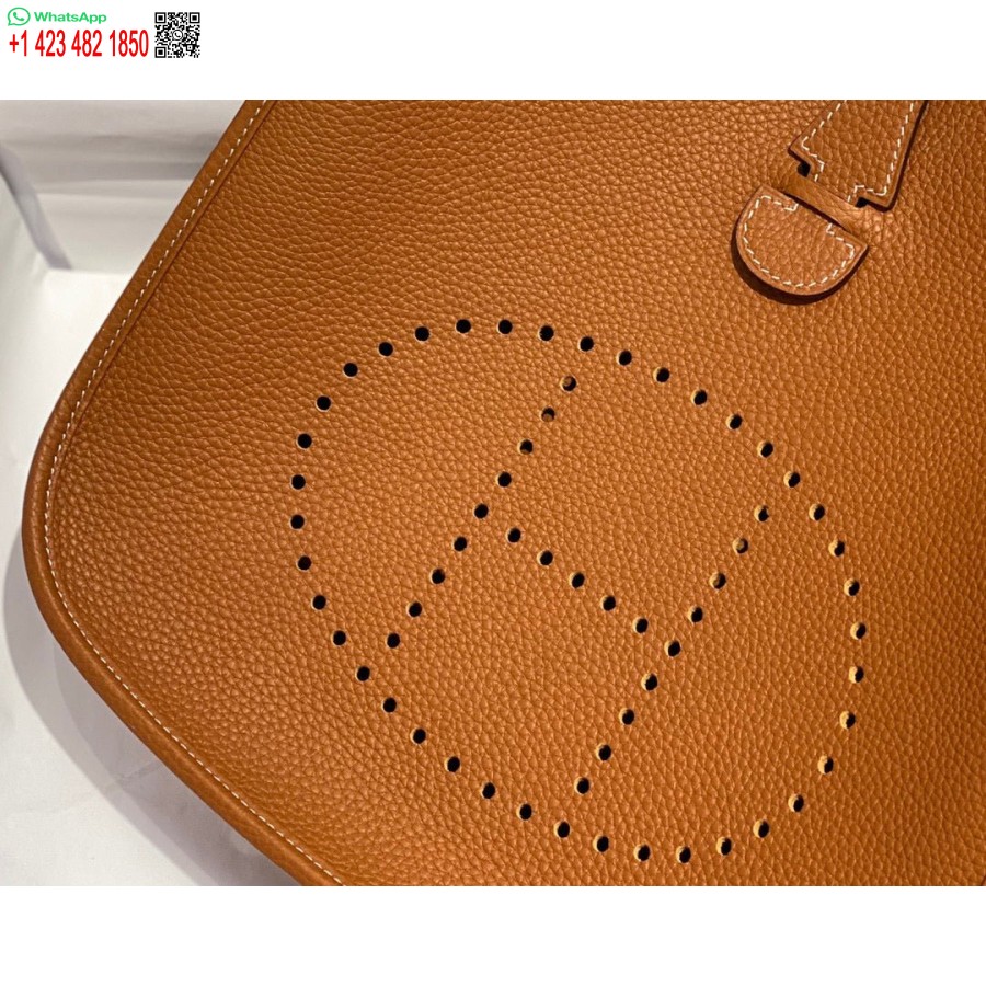 Replika Hermes H083435 Evelyne Iii 29 Pečių Krepšys Sidabro Spalvos Hardware Tan