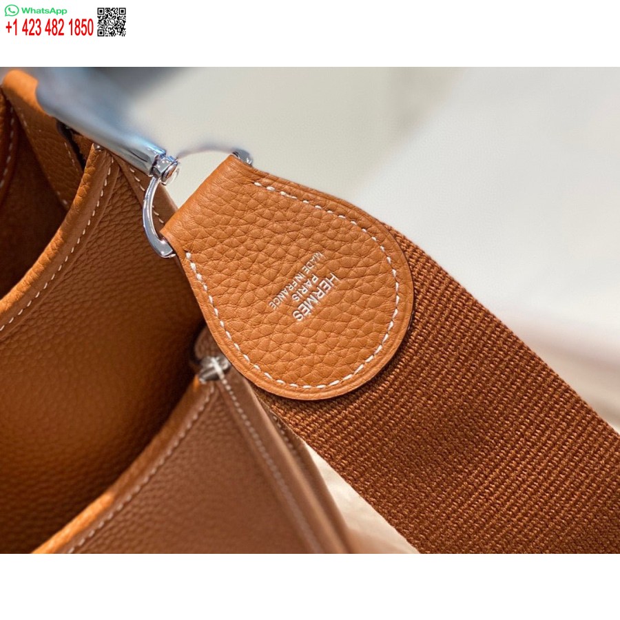 Replika Hermes H083435 Evelyne Iii 29 Pečių Krepšys Sidabro Spalvos Hardware Tan