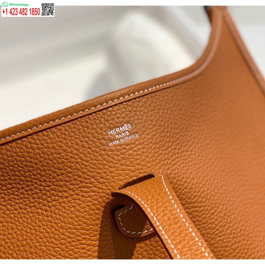 Replika Hermes H083435 Evelyne Iii 29 Pečių Krepšys Sidabro Spalvos Hardware Tan