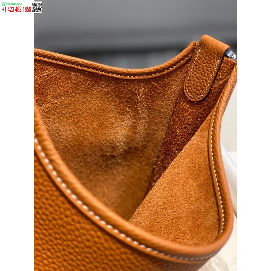 Replika Hermes H083435 Evelyne Iii 29 Pečių Krepšys Sidabro Spalvos Hardware Tan