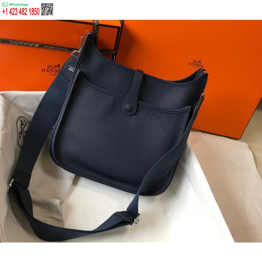 Replica Hermes H083435 Evelyne III 29 Shoulder Bag Silver Hardware Navy Blue