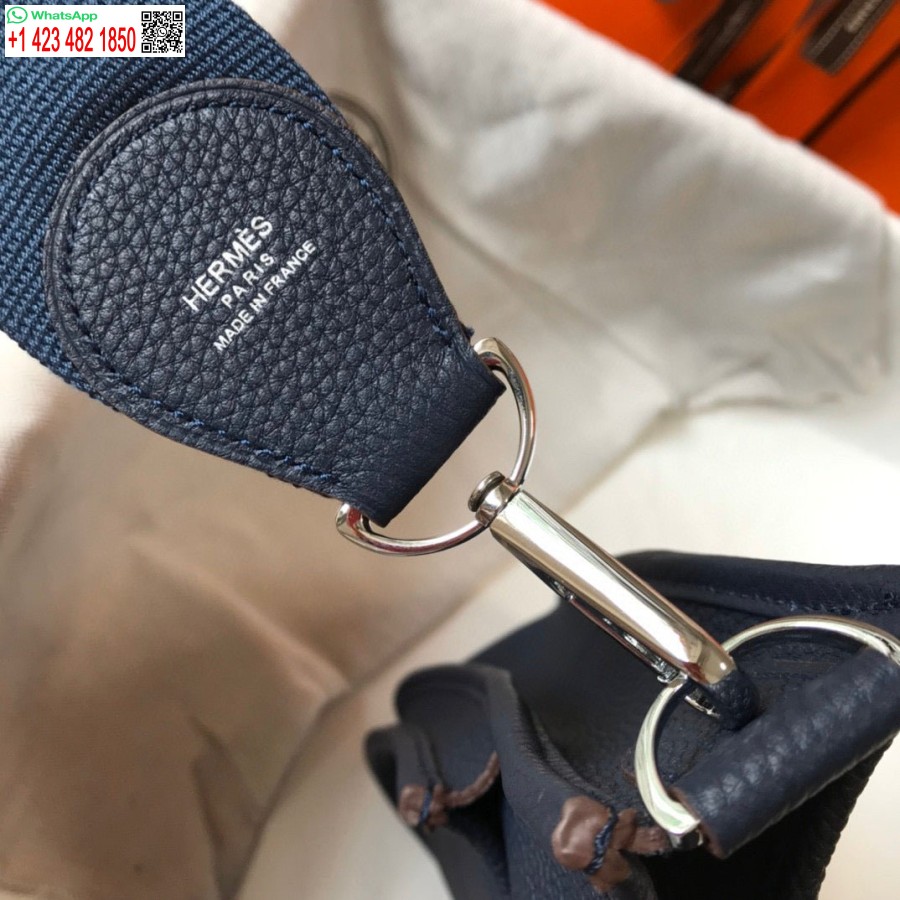 Replica Hermes H083435 Evelyne III 29 Shoulder Bag Silver Hardware Navy Blue