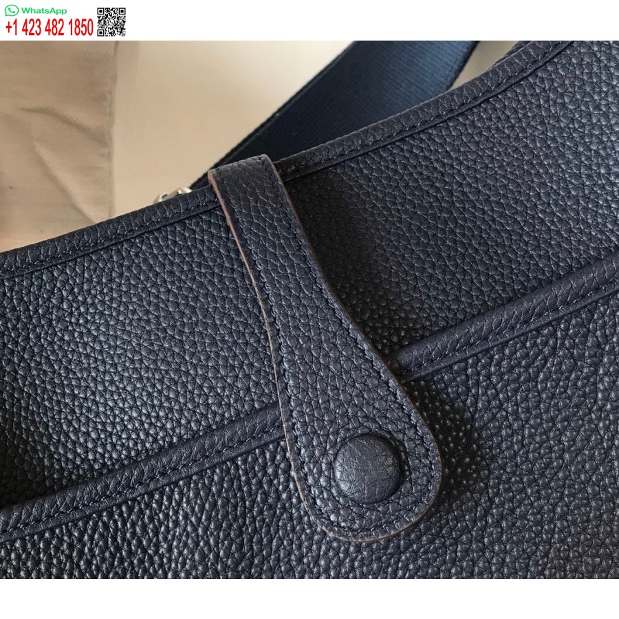 Replica Hermes H083435 Evelyne III 29 Shoulder Bag Silver Hardware Navy Blue
