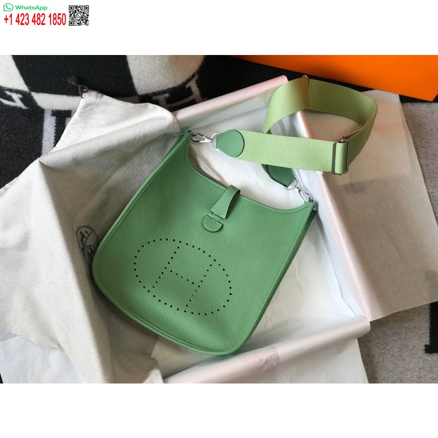 Replika Hermes H083435 Evelyne Iii 29 Torba Za Rame Srebrna Oprema Svijetlo Zelena