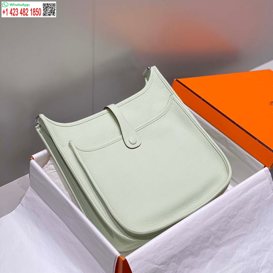 Replika Hermes H083435 Evelyne Iii 29 Torba Za Rame Srebrna Oprema Svijetlo Zelena