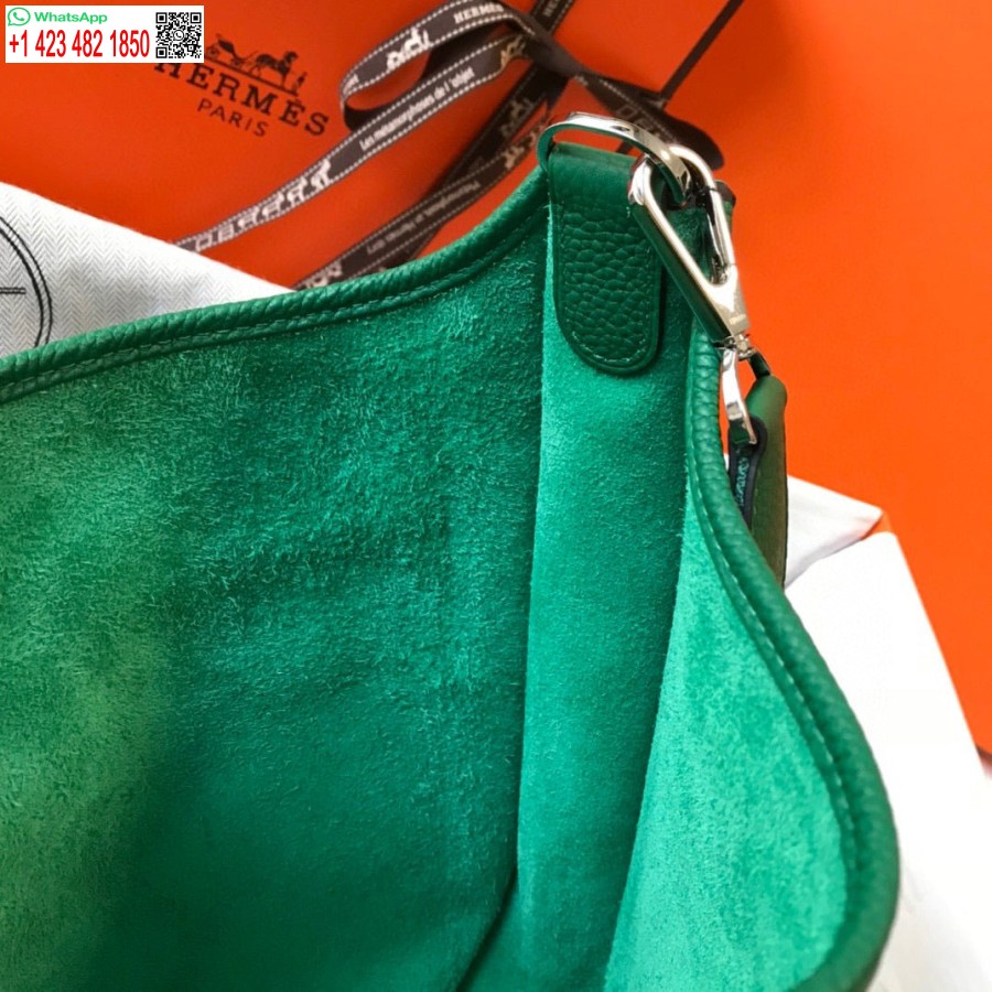Replika Hermes H083435 Evelyne Iii 29 Pečių Krepšys Sidabro Spalvos Hardware Green