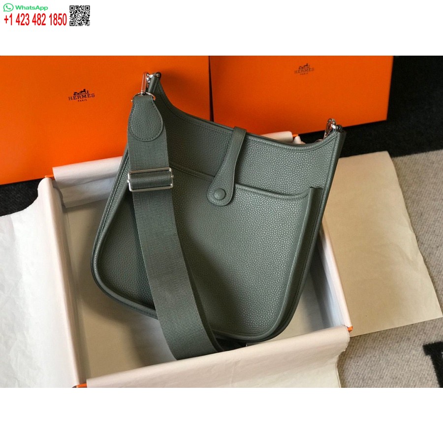 Replika Hermes H083435 Evelyne Iii 29 Torba Za Rame Srebrna Oprema Tamno Zelena
