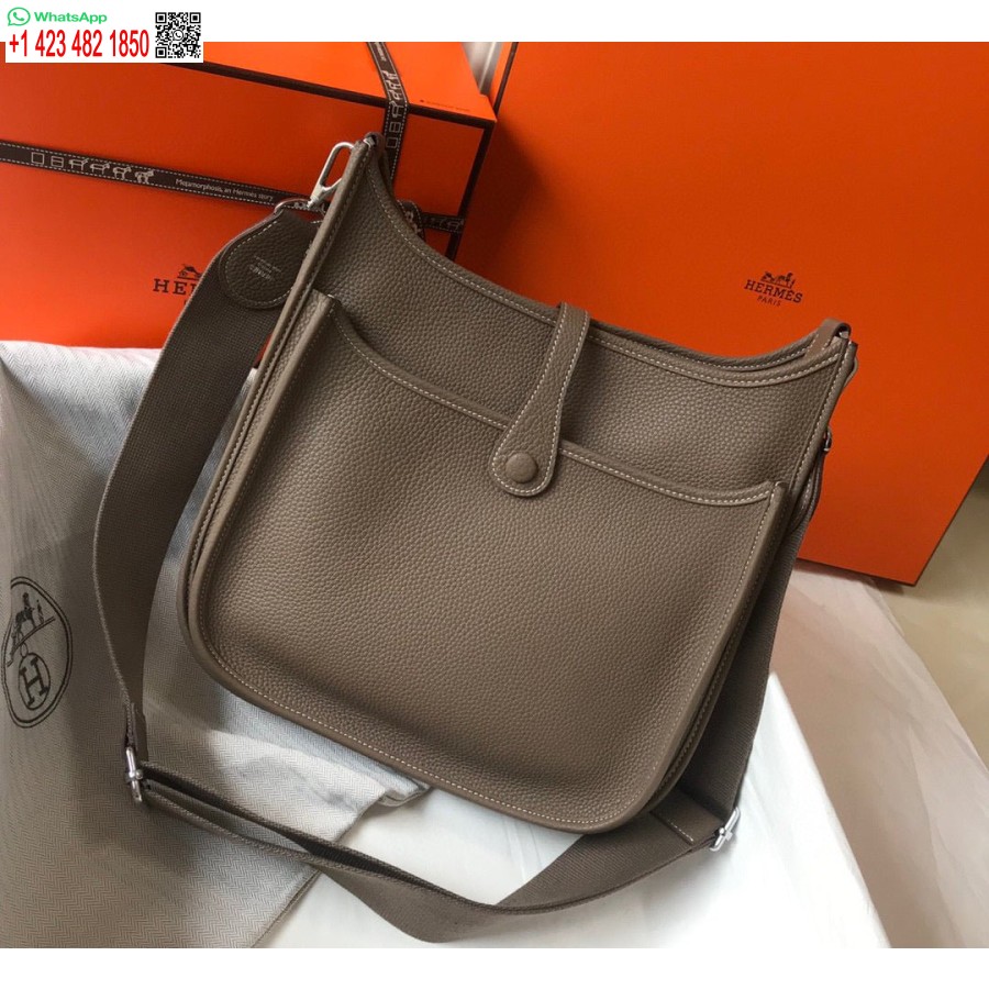 Replica Hermes H083435 Evelyne Iii 29 Borsa A Tracolla Hardware Argento Grigio Scuro