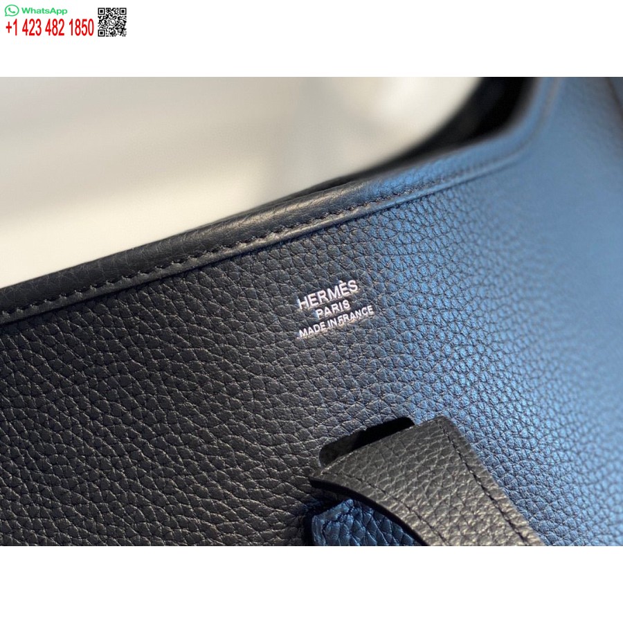 Replica Hermes H083435 Evelyne III 29 Shoulder Bag Silver Hardware Black