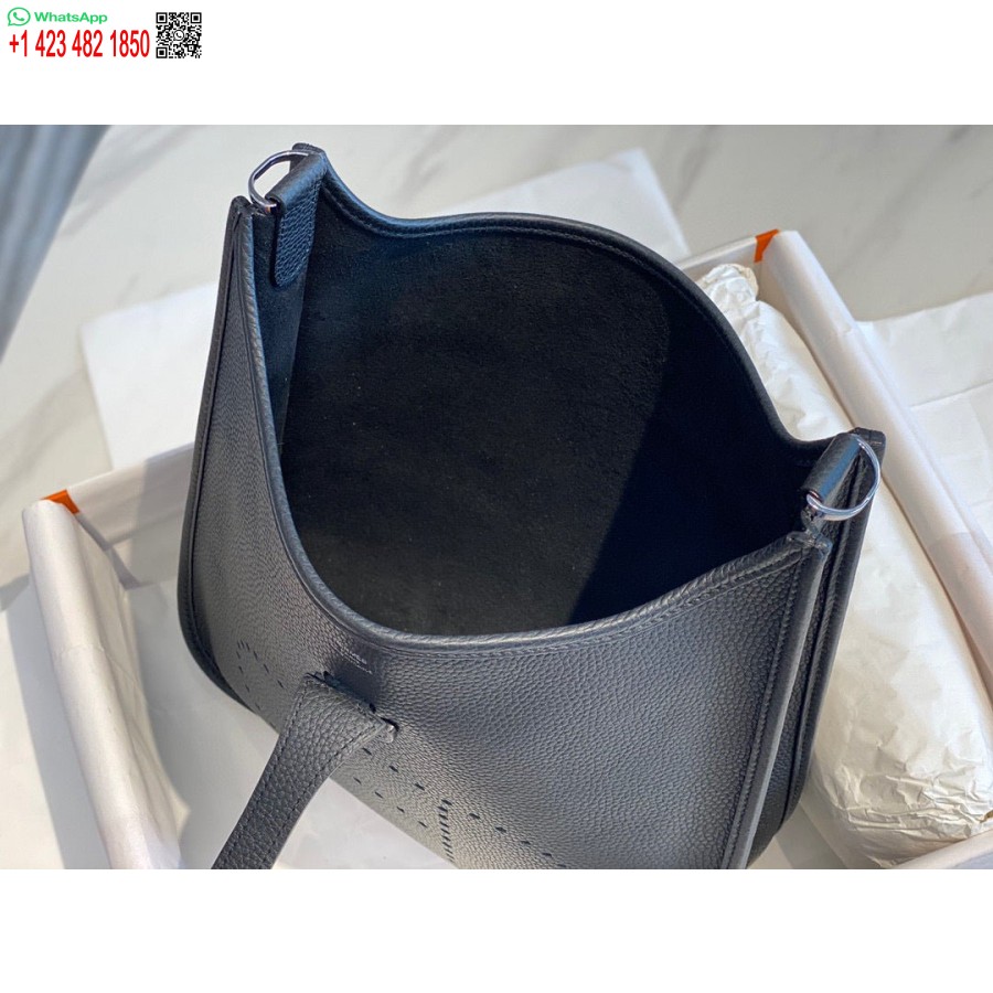 Replica Hermes H083435 Evelyne III 29 Shoulder Bag Silver Hardware Black
