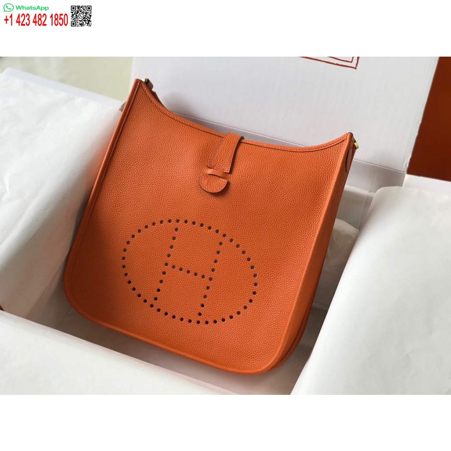 Replika Hermes H083434 Evelyne Iii 29 Taske Designer Hermes Skuldertaske 203871 Orange