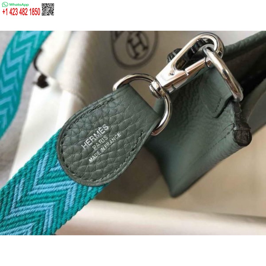 Replika Hermes Evelyne Bag Hermes Mini Crossbody Bag 20412 Gesper Perak Hijau Tua