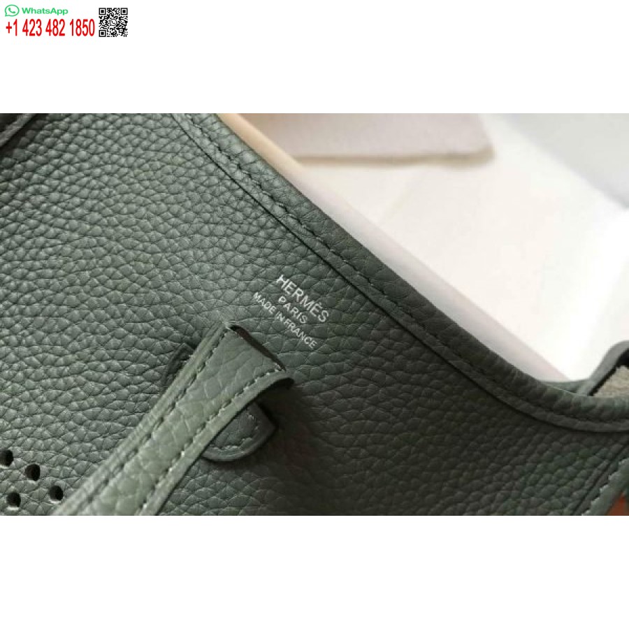 Replika Hermes Evelyne Bag Hermes Mini Crossbody Bag 20412 Gesper Perak Hijau Tua