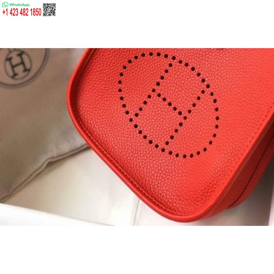 Réplica De Hermes Evelyne Bolso Hermes Mini Bolso Cruzado 20410 Hebilla Plateada Roja
