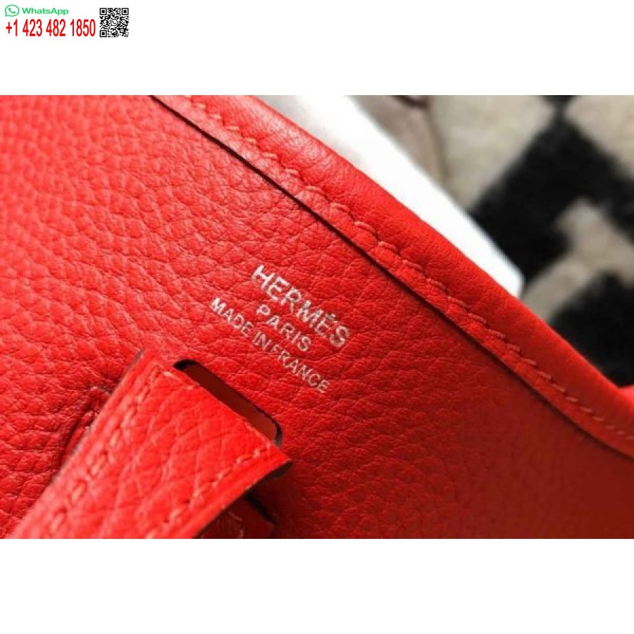 Réplica De Hermes Evelyne Bolso Hermes Mini Bolso Cruzado 20410 Hebilla Plateada Roja