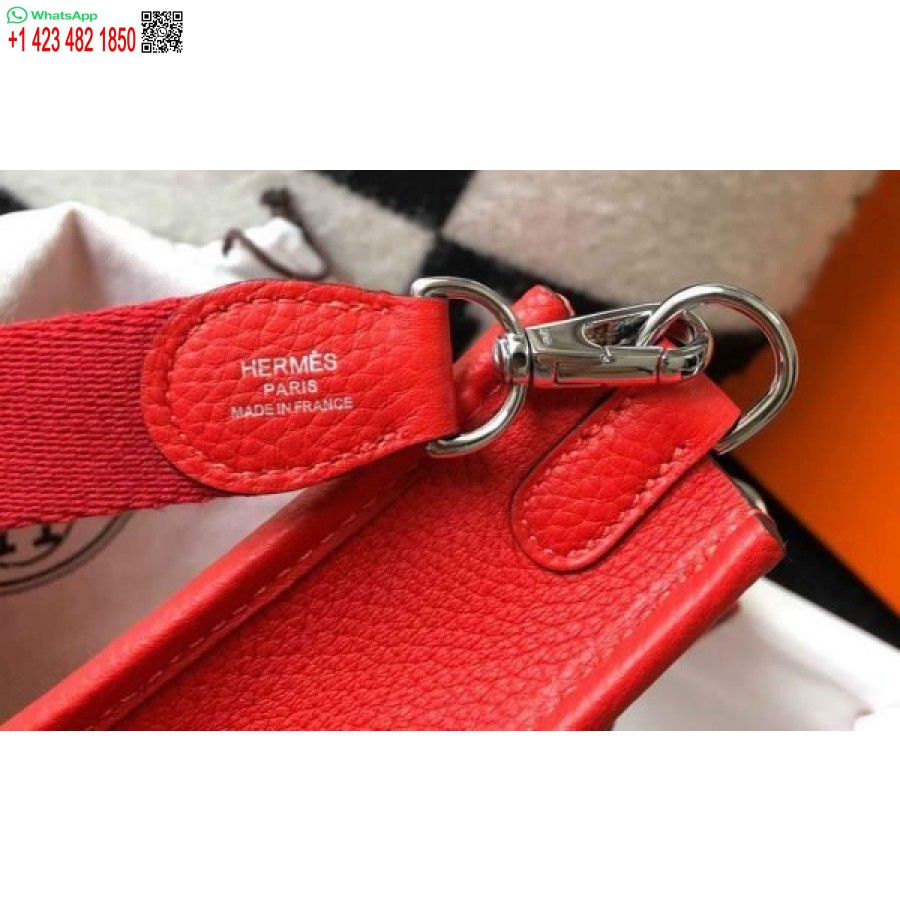 Réplica De Hermes Evelyne Bolso Hermes Mini Bolso Cruzado 20410 Hebilla Plateada Roja