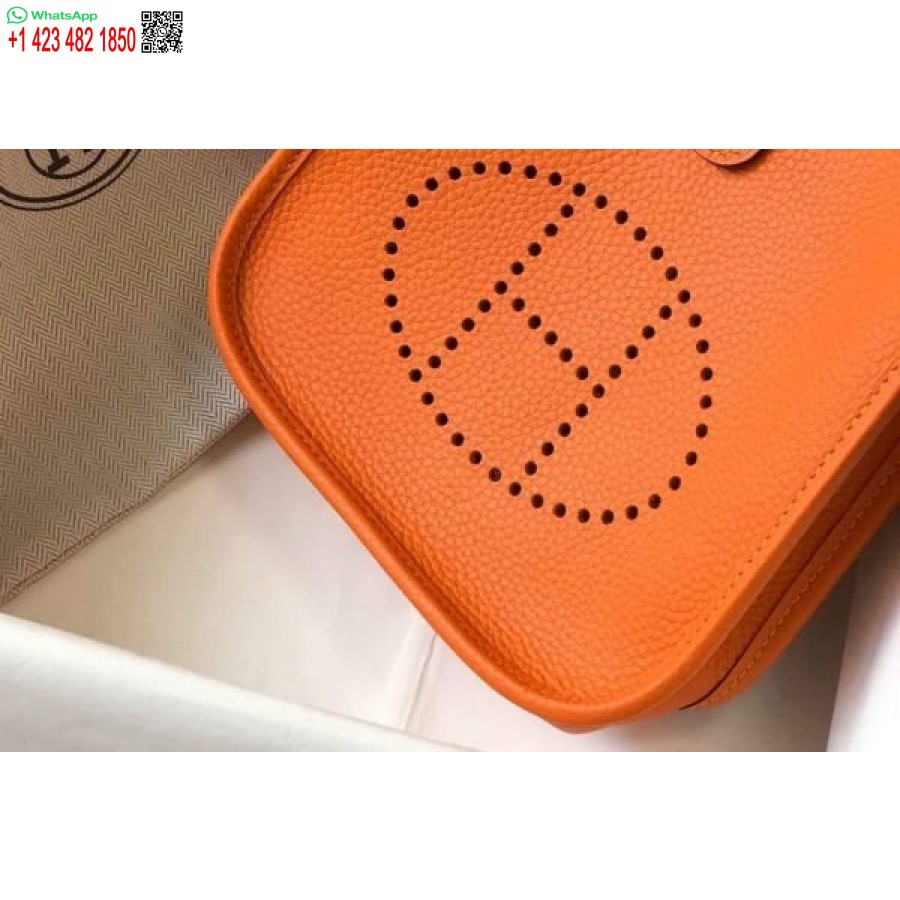 ρεπλίκα Hermes Evelyne τσάντα Hermes Mini Crossbody τσάντα 20405 ασημί αγκράφα πορτοκαλί