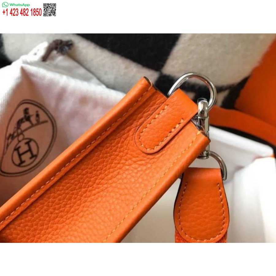 ρεπλίκα Hermes Evelyne τσάντα Hermes Mini Crossbody τσάντα 20405 ασημί αγκράφα πορτοκαλί