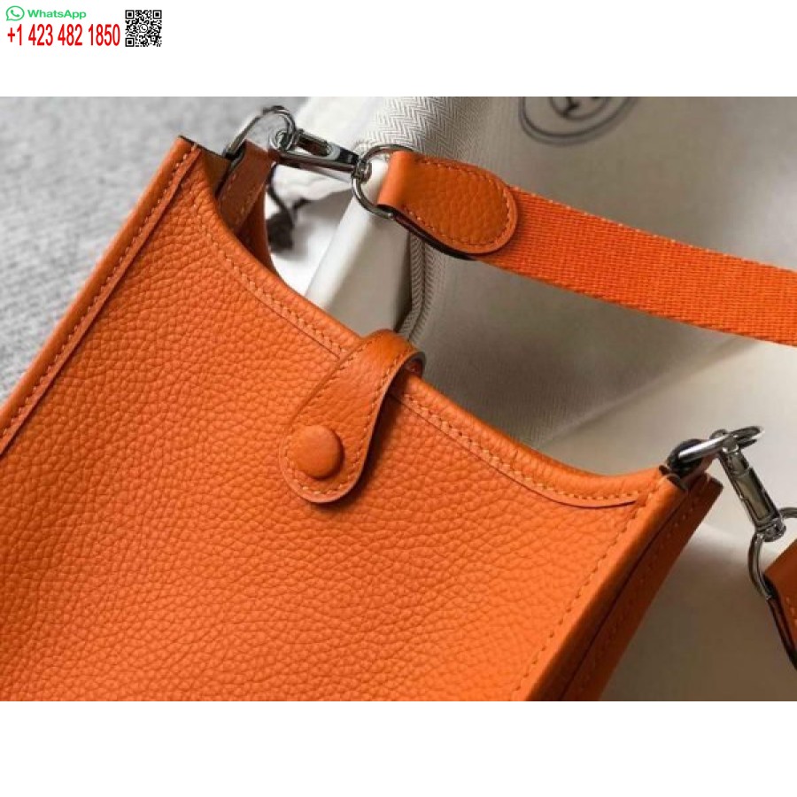 ρεπλίκα Hermes Evelyne τσάντα Hermes Mini Crossbody τσάντα 20405 ασημί αγκράφα πορτοκαλί