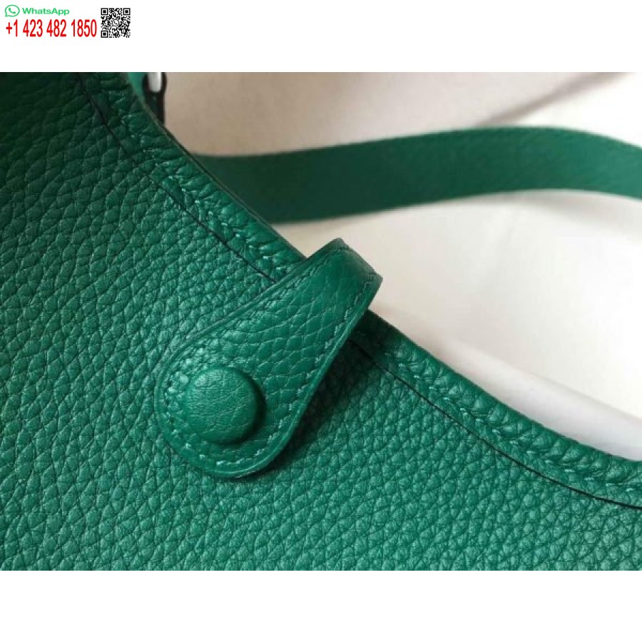 Replica Hermes Evelyne Bag Hermes Mini Crossbody Bag 20404 Silver Buckle Dark Green