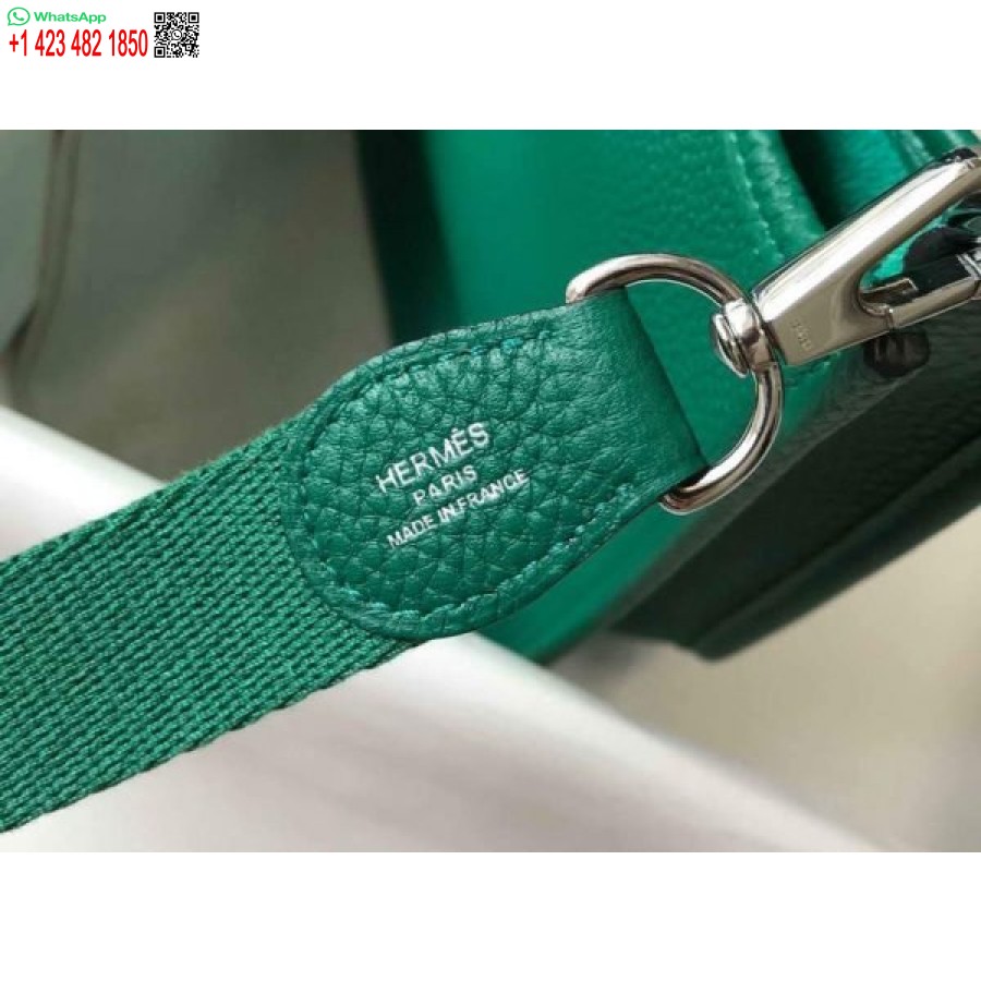 Replica Hermes Evelyne Bag Hermes Mini Crossbody Bag 20404 Silver Buckle Dark Green