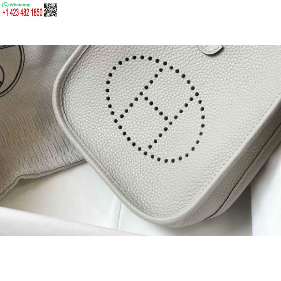Replica Hermes Evelyne Bag Hermes Mini Crossbody Bag 20402 Silver Buckle Light Gray