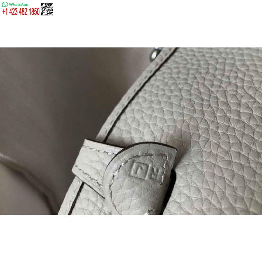 Replica Hermes Evelyne Bag Hermes Mini Crossbody Bag 20402 Silver Buckle Light Gray