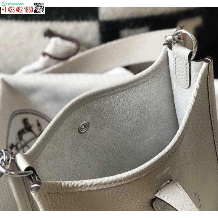 Replica Hermes Evelyne Bag Hermes Mini Crossbody Bag 20402 Silver Buckle Light Gray