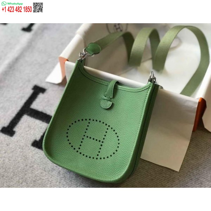 Replica Borsa Hermes Evelyne Borsa Hermes Mini A Tracolla 20401 Fibbia Argento Verde