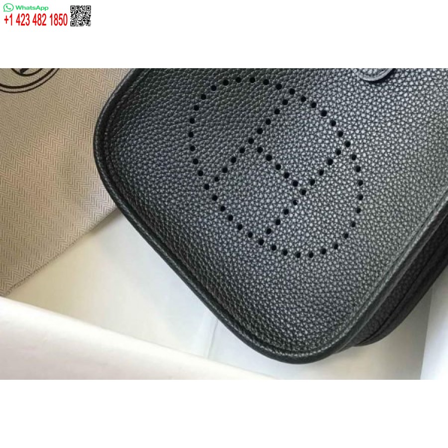 Replica Hermes Evelyne Bag Hermes Mini Crossbody Bag 20398 Silver Buckle Black