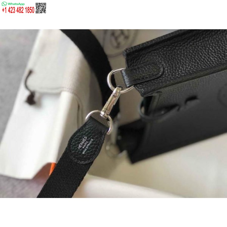 Replica Hermes Evelyne Bag Hermes Mini Crossbody Bag 20398 Silver Buckle Black