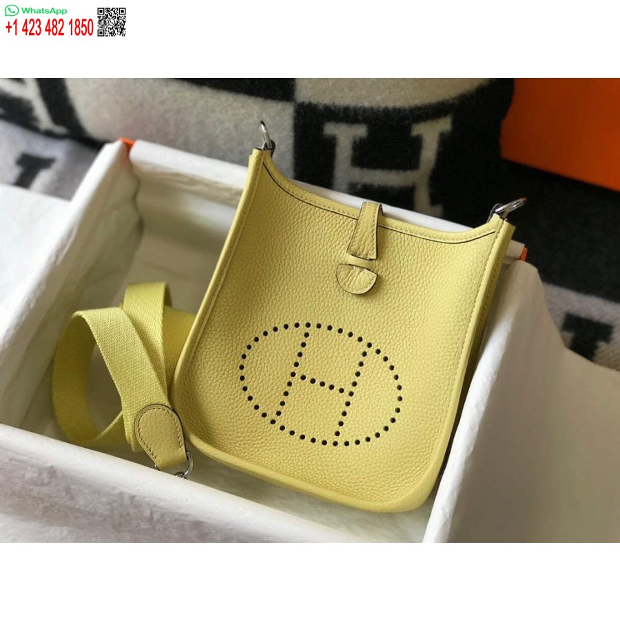 Replica Borsa Hermes Evelyne Designer Hermes Mini Borsa A Tracolla Vera Borsa 20434 Giallo Chiaro