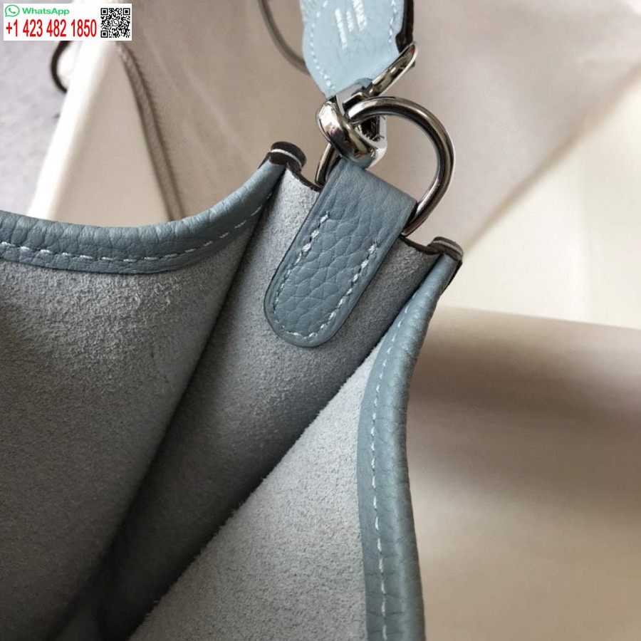 çoğaltma Hermes Evelyne Çanta Tasarımcısı Hermes Mini Crossbody Gerçek Çanta 20431 Açık Mavi