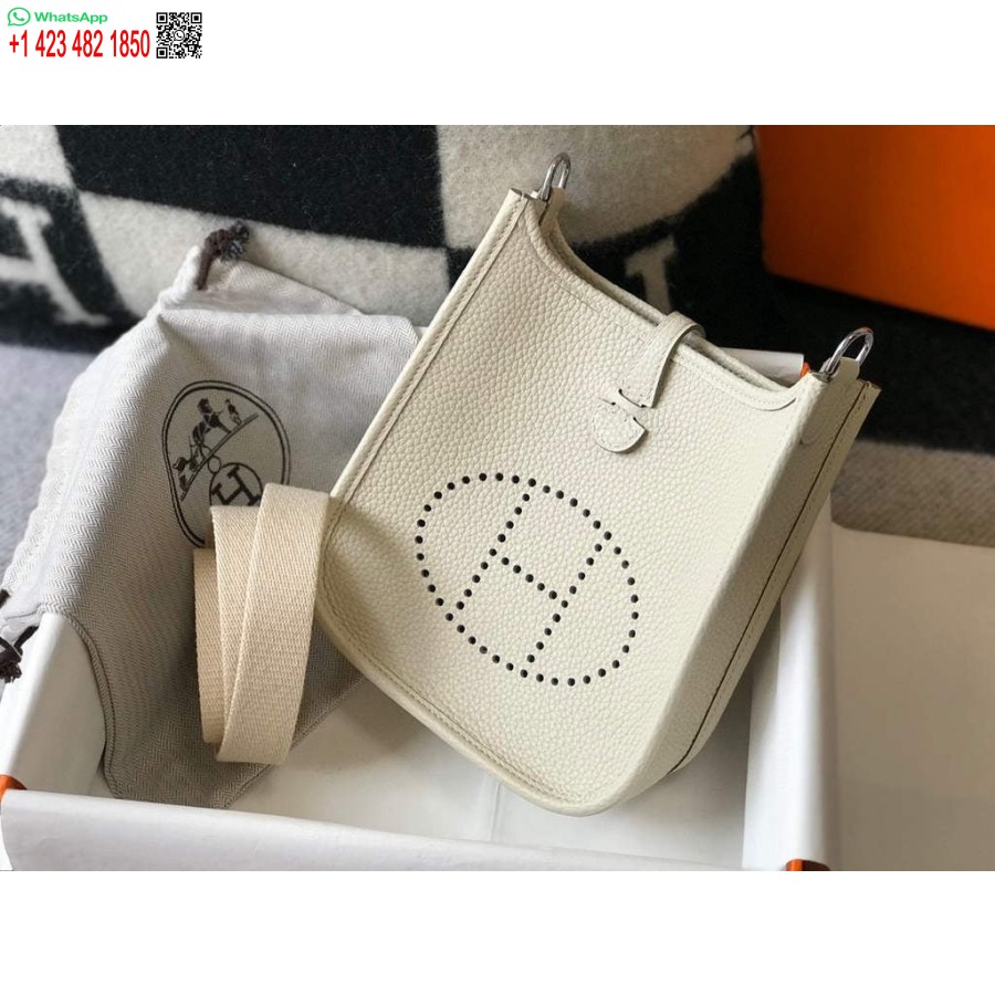 Replika Hermes Evelyne Krepšys Dizaineris Hermes Mini Crossbody Real Bag 20429 Smėlio Spalvos