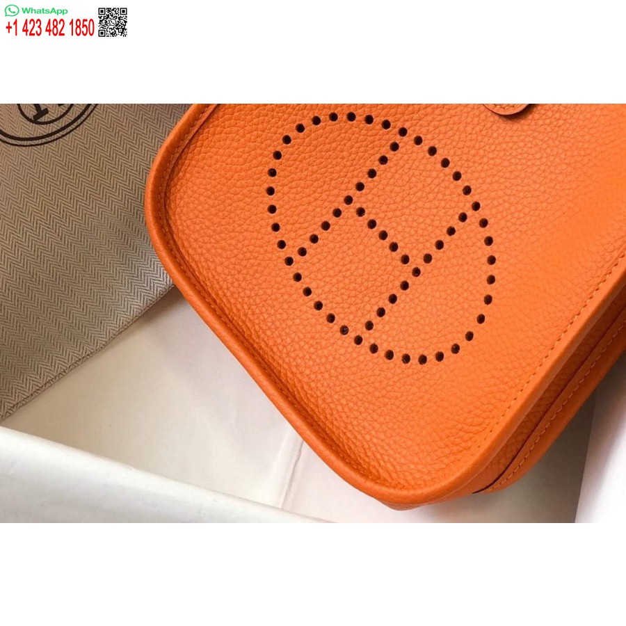 çoğaltma Hermes Evelyne Çanta Tasarımcısı Hermes Mini Crossbody Gerçek Çanta 20428 Turuncu