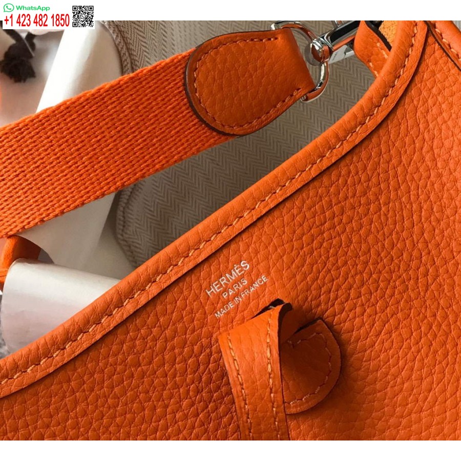 çoğaltma Hermes Evelyne Çanta Tasarımcısı Hermes Mini Crossbody Gerçek Çanta 20428 Turuncu