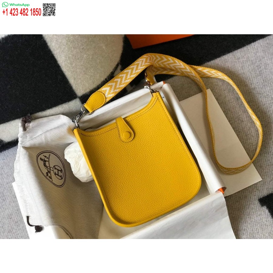 Replika Hermes Evelyne Krepšys Dizaineris Hermes Mini Crossbody Tikras Krepšys 20426 Geltonas