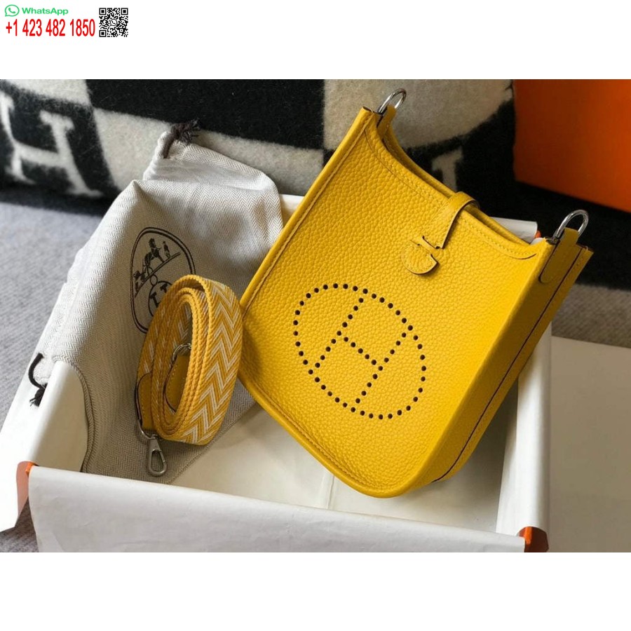 Replika Hermes Evelyne Krepšys Dizaineris Hermes Mini Crossbody Tikras Krepšys 20426 Geltonas