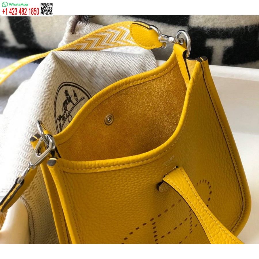 Replika Hermes Evelyne Krepšys Dizaineris Hermes Mini Crossbody Tikras Krepšys 20426 Geltonas