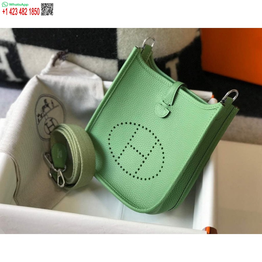 Replica Hermes Evelyne Laukku Suunnittelija Hermes Mini Crossbody Todellinen Laukku 20424 Vihreä