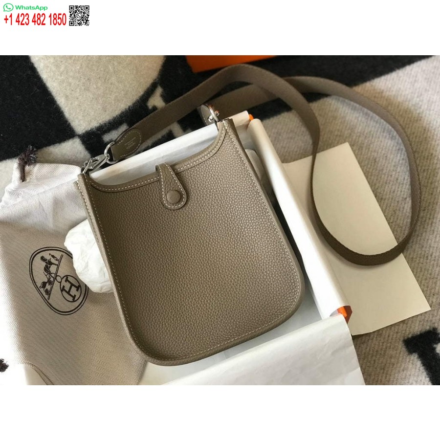 Replika Hermes Evelyne Krepšys Dizaineris Hermes Mini Crossbody Tikras Krepšys 20423 Pilkas