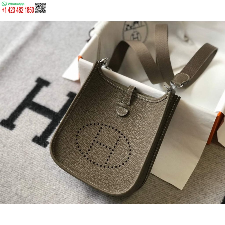 Replika Hermes Evelyne Krepšys Dizaineris Hermes Mini Crossbody Tikras Krepšys 20423 Pilkas