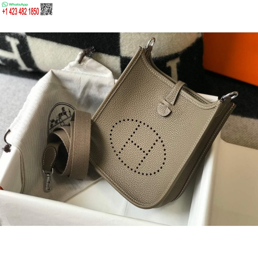 Replika Hermes Evelyne Krepšys Dizaineris Hermes Mini Crossbody Tikras Krepšys 20423 Pilkas