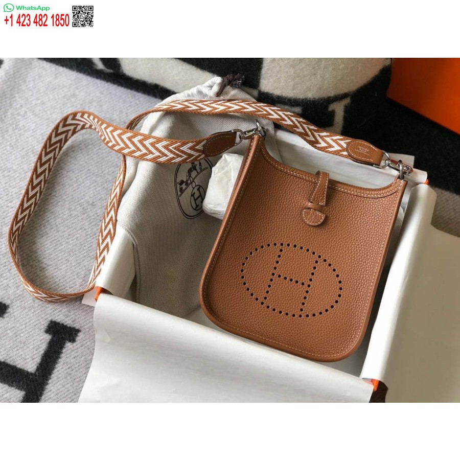 Replica Hermes Evelyne Bag Designer Hermes Mini Crossbody Real Bag 20422 Brown