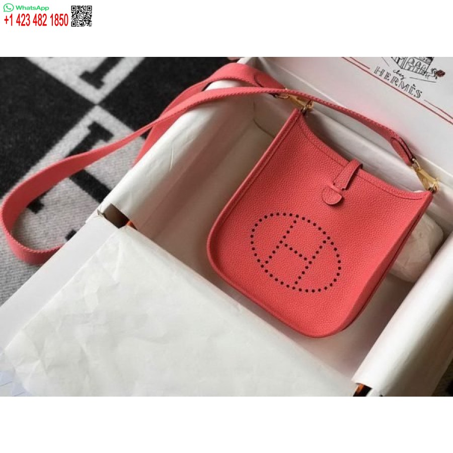 Replika Hermes Evelyne Dizajnerske Torbe Hermes Mini Torba Preko Ramena 20397 Zlatna Kopča Crvena
