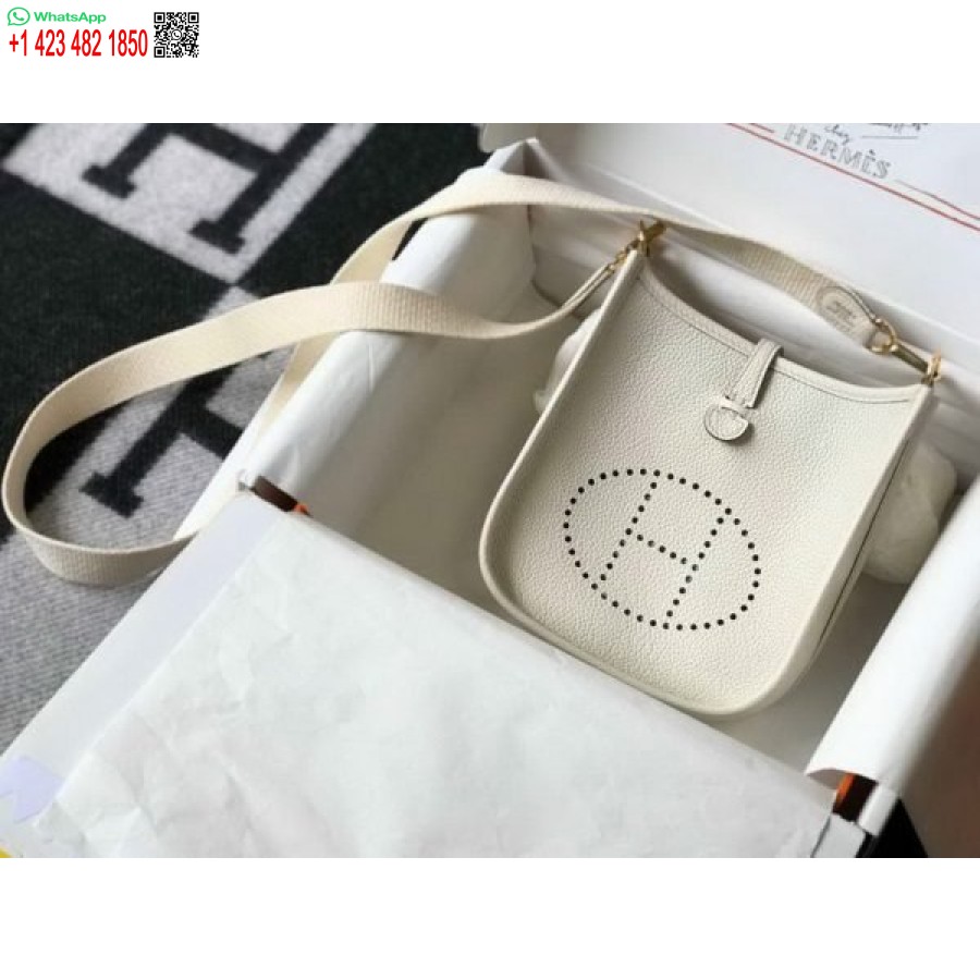 Replika Hermes Evelyne Dizajnerske Torbe Hermes Mini Torba Preko Ramena 20396 Zlatna Kopča Bež
