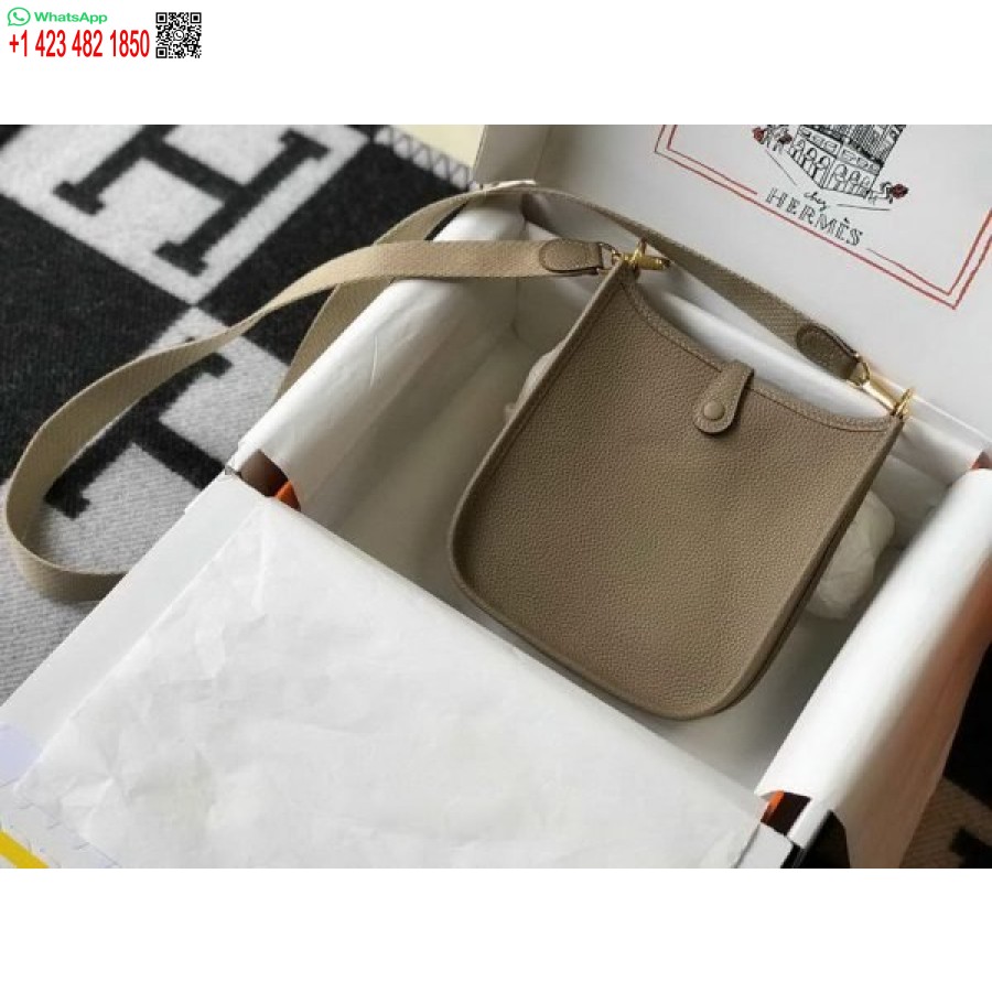 çoğaltma Hermes Evelyne Çanta Tasarımcısı Hermes Mini Crossbody Çanta 20395 Altın Toka Gri