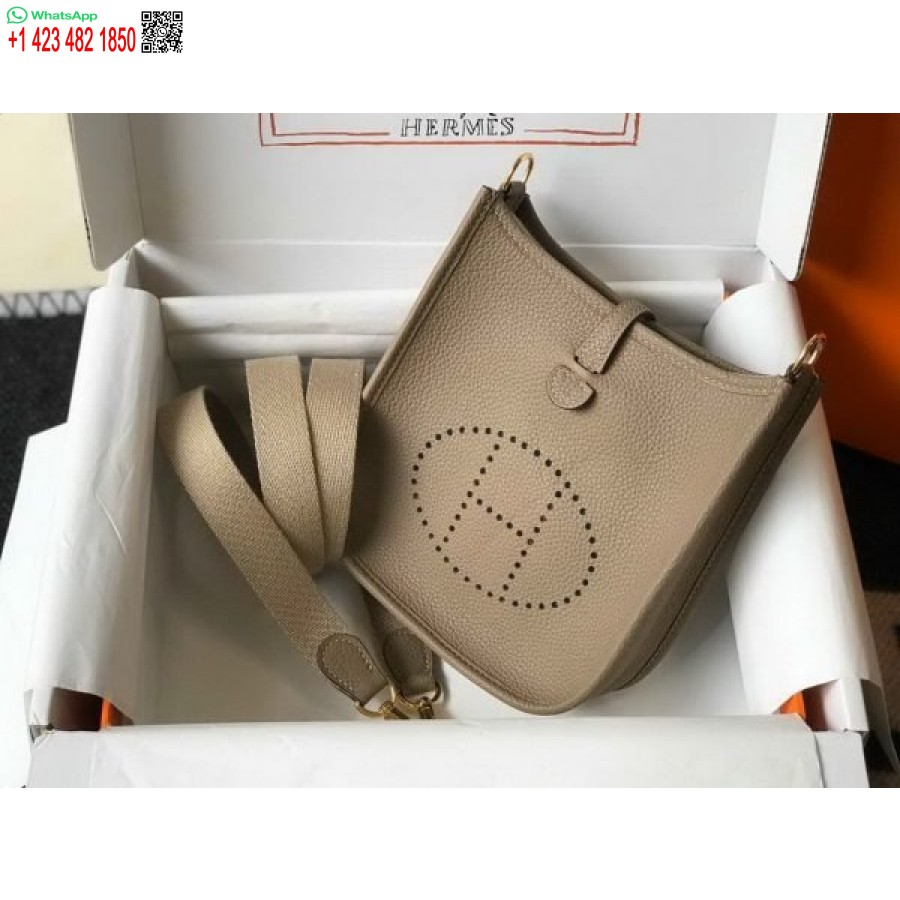 çoğaltma Hermes Evelyne Çanta Tasarımcısı Hermes Mini Crossbody Çanta 20395 Altın Toka Gri